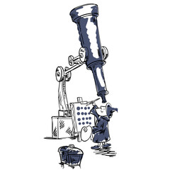 the astrologer looking through a telescope