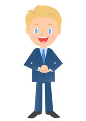 納得したビジネスマン、男性会社員のイラスト素材、三頭身