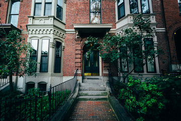Fototapeta na wymiar Houses in Bunker Hill, Charlestown, Boston, Massachusetts.