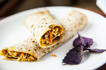 Big pita on the plate