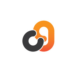 Fototapeta na wymiar c9 logo initial grey and orange