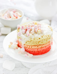 Ombre pancakes with marshmallow sauce