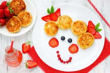 Girl face dessert or breakfast for of kids