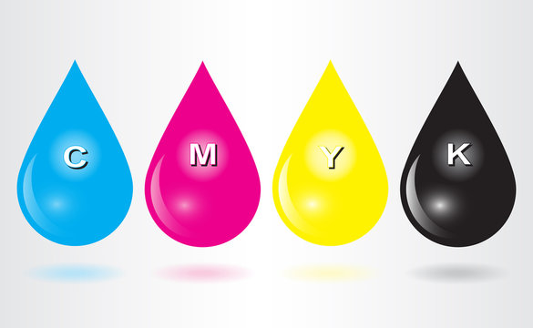 CMYK Ink Drops.