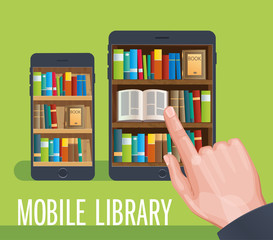 Mobile library collection of books in the smartphone phone app bookstore
