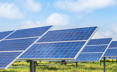 Photovoltaics  module solar panels in solar station  