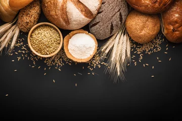 Vlies Fototapete Brot Frisches Brot und Weizen