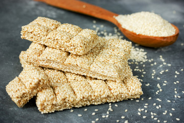 Homemade sesame seeds and honey kozinaki