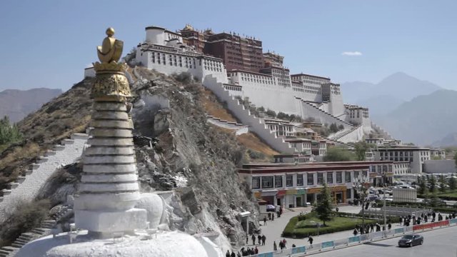 Potala place and stupa in Lhasa. Monastery in Tibet. Potala temple