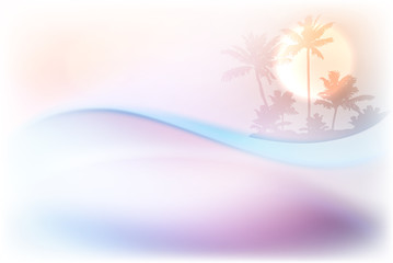 Fototapeta na wymiar Water wave and island with palm trees