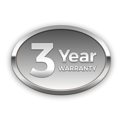 3 year warranty badge, vector