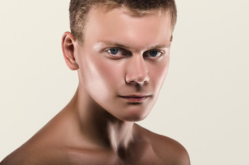 Fototapeta premium Healthy muscular young man. Sport portrait.