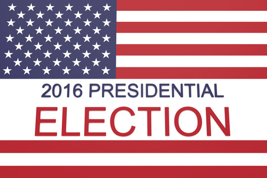 2016 US Presidential election with Stars and Stripes, 3d illustration