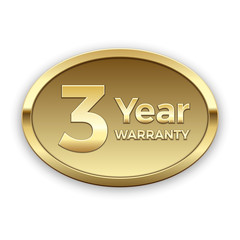 3 year warranty badge, vector