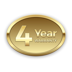4 year warranty badge, vector