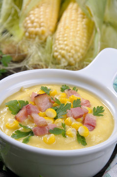 Puree soup with corn
