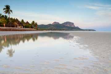 Wide sand beach in morning time