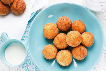 Fresh donuts with milk