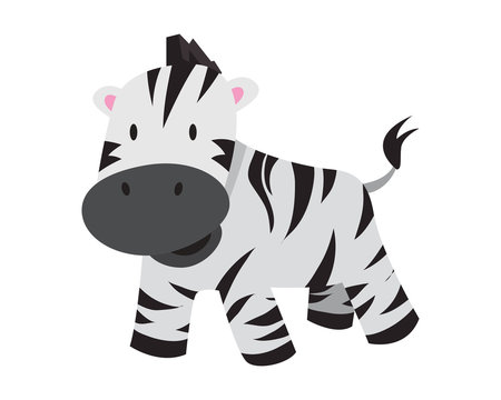Flat Animal Character Logo - Zebra