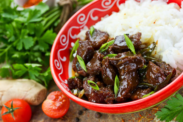 Chinese mongolian beef stir fry