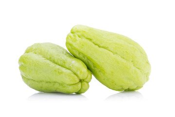 Chayote on white background