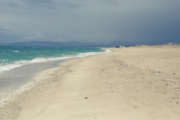 sea landscape in a summer day  in northwest coast of Sardinia, windy day