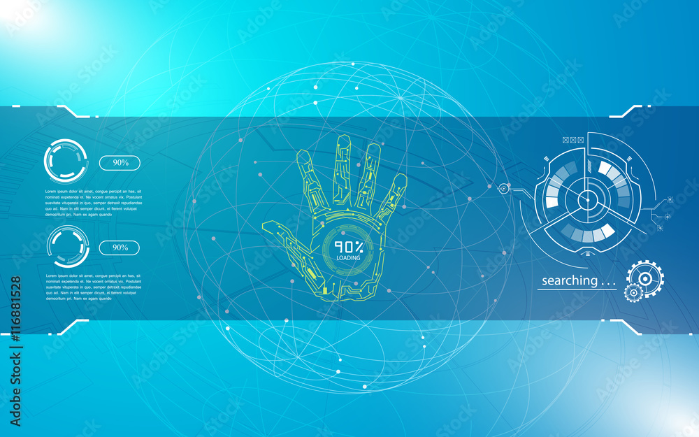 Poster abstract hand scan identify hi tech sci fi design concept background