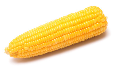 Boiled corn on white