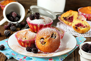 Muffins with blackberries