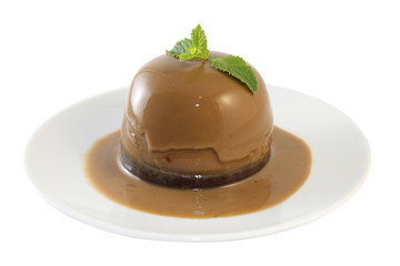 Chocolate Panna cotta on plate
