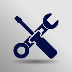 blue Work tool Icon on the gray background