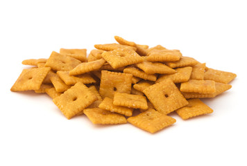 Isolated crackers on a white background.