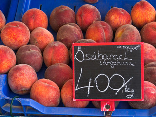 Baskets of berries in a market