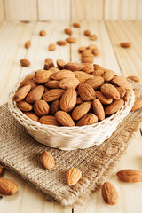Almond in white basket