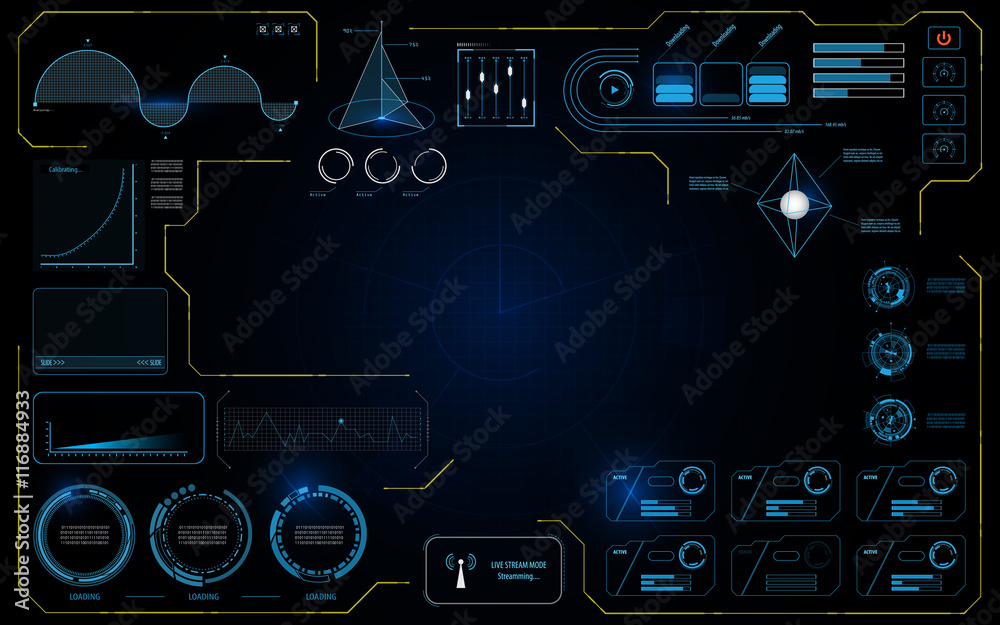 Poster hud interface ui data technology working screen infographic design concept background