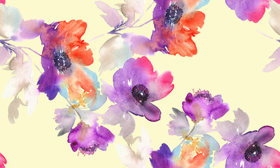 Purple watercolor flowers