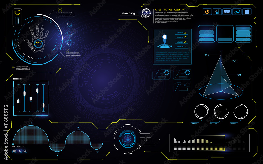 Poster abstract hud ui interface data computer technology screen concept background design
