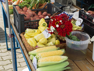 Fresh vegetables on Keszthely market.