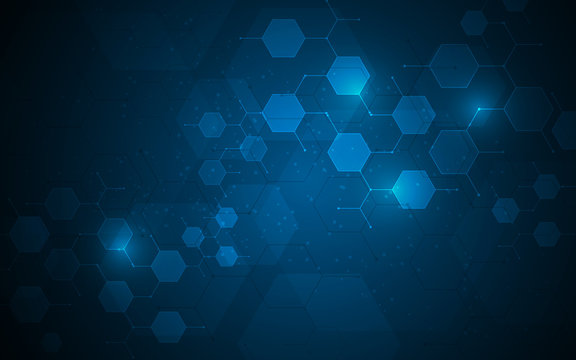 hexagon molecular technology nodes connect design innovation concept background