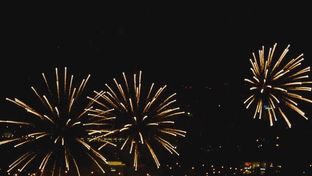 Fireworks over night city