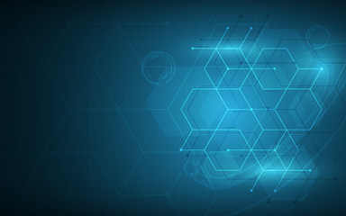 abstract hexagon and cube technology pattern sci fi concept innovation background