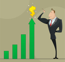 Businessman with business growing graph