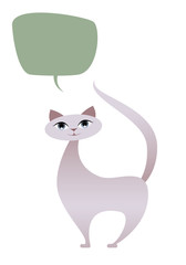 Cat cartoon style. Isolated. White Background. Speech Baloon
