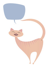 Cat cartoon style. Isolated. White Background. Speech Baloon