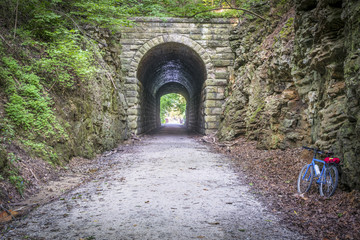 Fototapeta na wymiar Katy Trail tunnel and bike