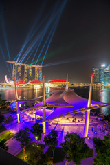 Cityscape of Singapore night in twilight time : Marina Bay view