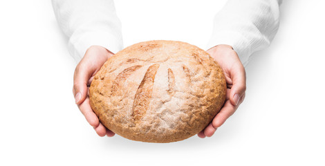 Human hands with bread