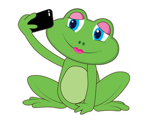 Illustration of Lady frog with selfie