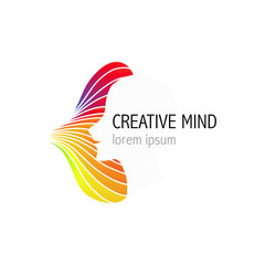 Obraz premium Creative mind, learning and design icons. Man head, people symbols. Vector illustration