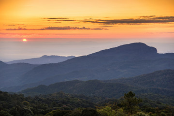 Amazing Beautiful color sunrise scenic view of mountain landscap